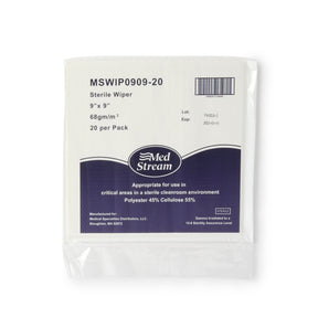 McKesson Cleanroom Wipe, ISO Class 5, White, Sterile, Disposable, Cellulose / Polyester, 9 x 9" - MSWIP0909-20 - LL Medico