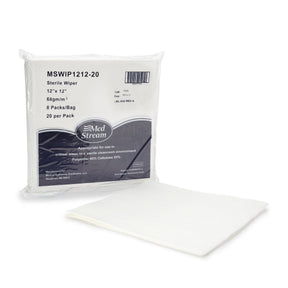 McKesson Cleanroom Wipe, ISO Class 5, White, Cellulose / Polyester, Sterile, Disposable, 12 x 12" - MSWIP1212-20 - LL Medico