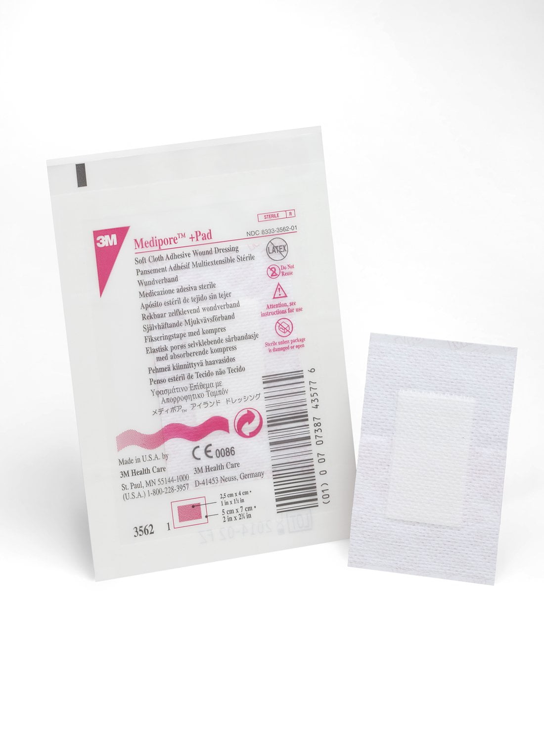 3M Medipore Sterile Adhesive Dressings, 2 x 2-3/4 Inch