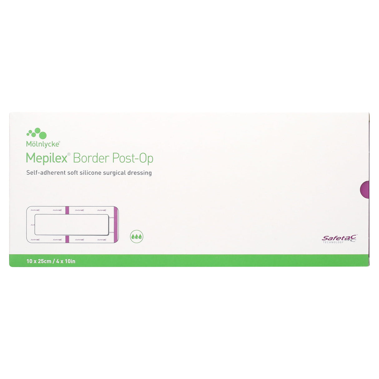 Mepilex Border Post-Op Adhesive with Border Foam Dressing, 4 x 10 Inch