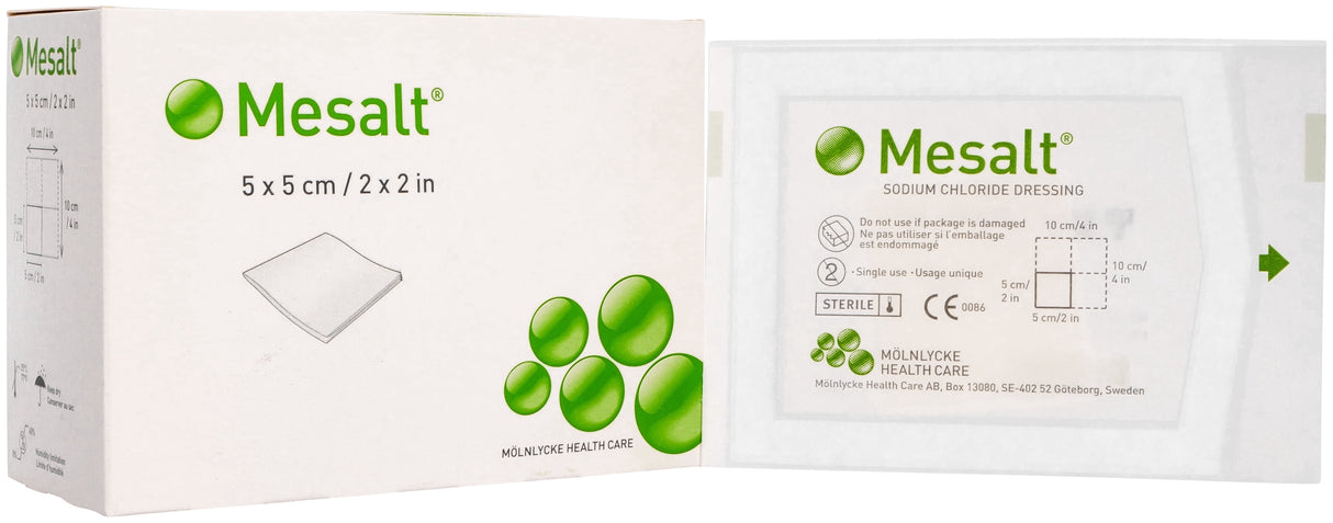 Mesalt Sodium Chloride Impregnated Dressing, 4 x 4 Inch / 2 x 2 Inch Folded