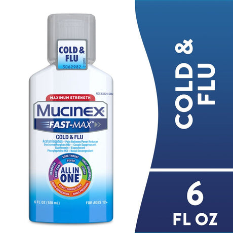 Mucinex Fast-Max Cold & Flu Relief All-In-One Liquid, Maximum Strength, 6 fl oz