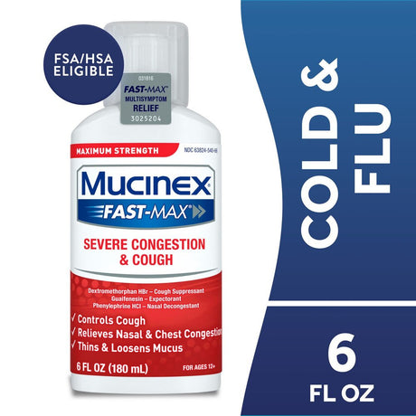 Mucinex Fast-Max Severe Congestion & Cough Liquid, Maximum Strength, 6 oz