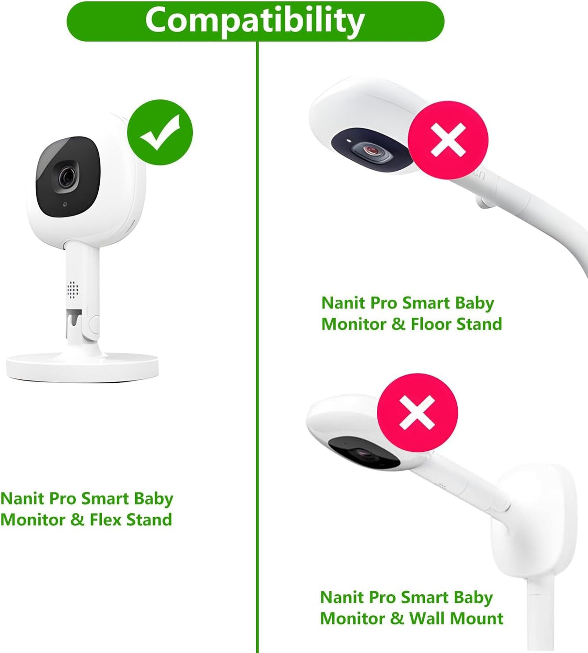 Baby Monitor with Wall Mount Nanit Pro Smart AC Adapter 1080p HD Video Quality