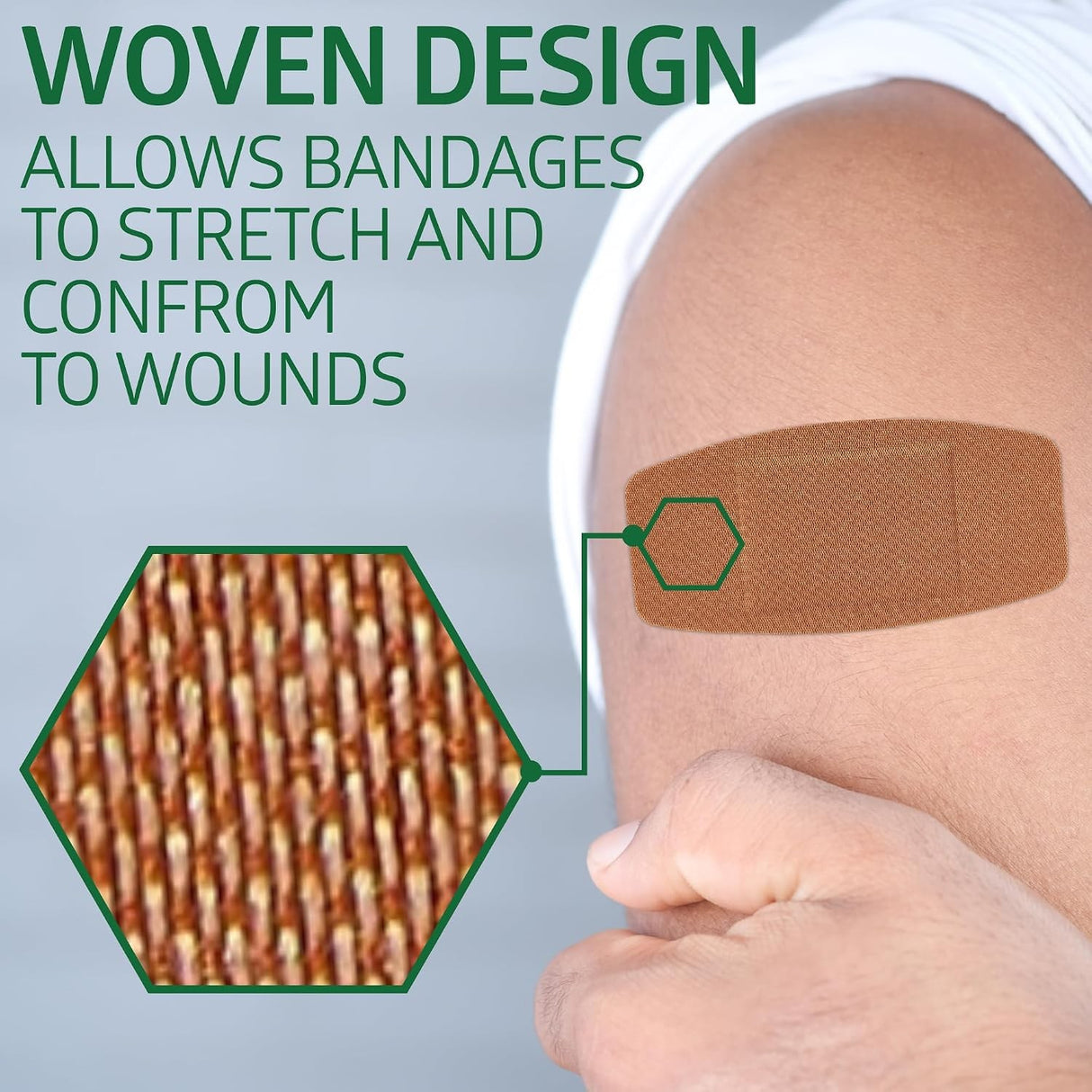 Curad Flex-Fabric Tan Adhesive Strip, 2 x 4 Inch