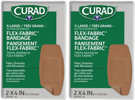 Curad Flex-Fabric Tan Adhesive Strip, 2 x 4 Inch