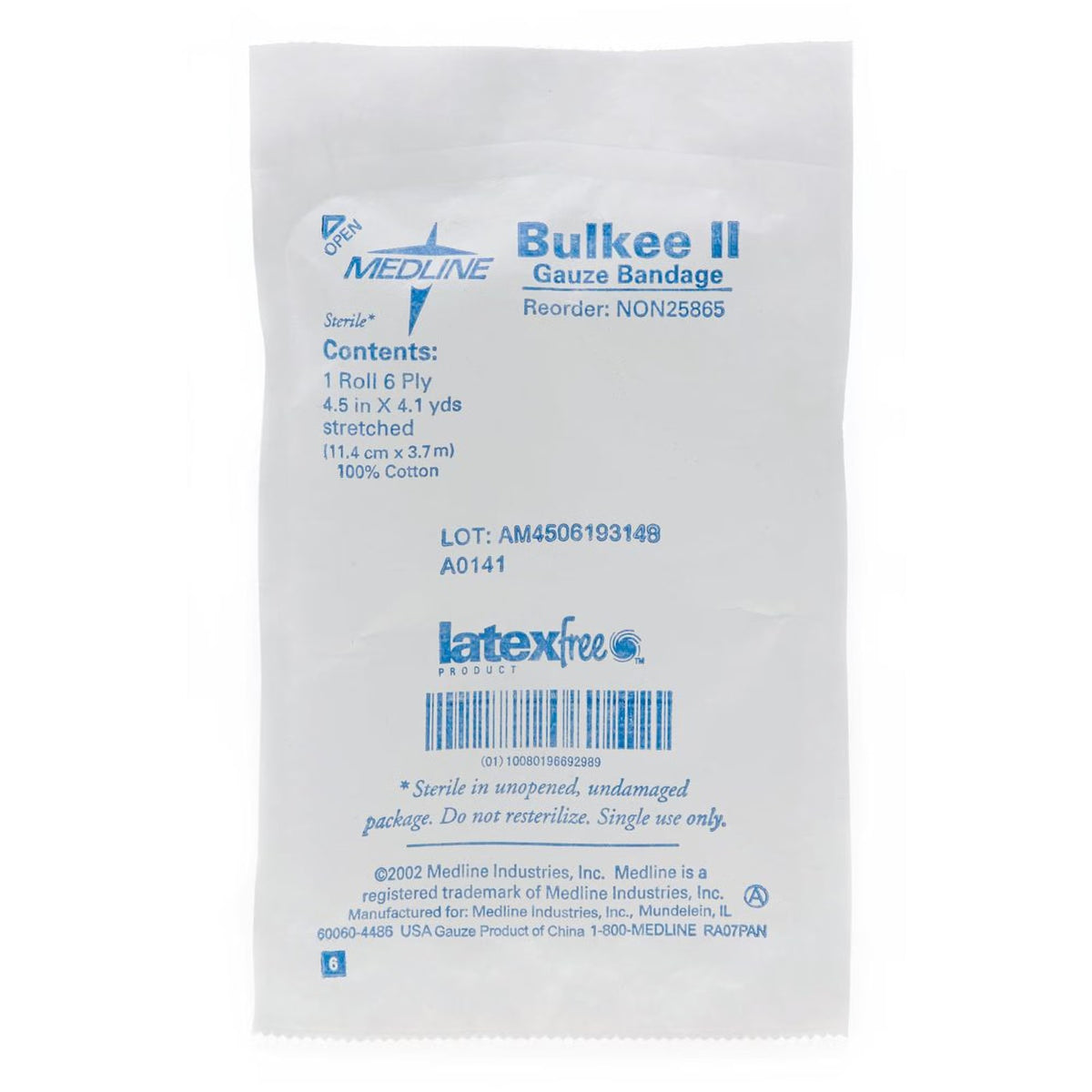 Medline Bulkee II Sterile Fluff Bandage Roll, 4-1/2 Inch x 4-1/10 Yard, 6-Ply