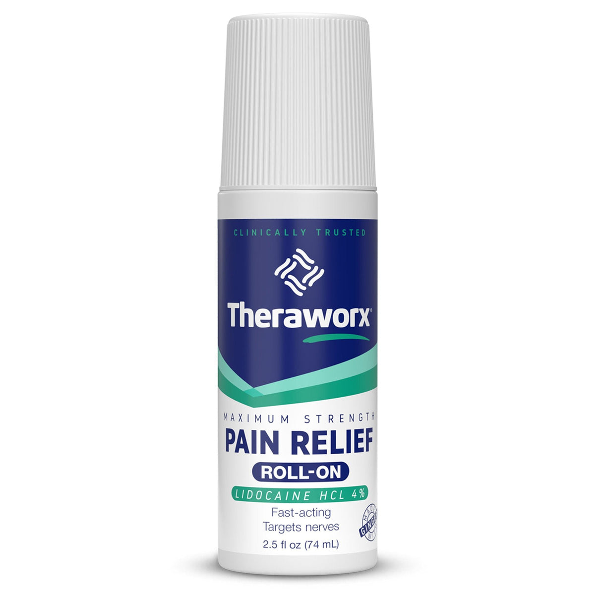 Theraworx Relief Maximum Strength Pain Relief Roll-On, 4% Lidocaine, 2.5 oz - NRV-25R-4X4 - LL Medico