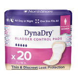 NorthShore DynaDry Pads, Ultimate for women offer moisture-wicking leak protection and maximum absorbency. Includes 20 pads (7 x 14 in), for day or night use, with a stylish purple and pink design.