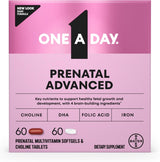 One A Day Prenatal Advanced - Prenatal Vitamins with Folic Acid, Choline, DHA & Iron, 60+60 ct