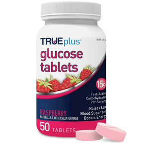 TRUEplus Glucose Tablets, Raspberry, Chewable - P1H01RS-50 - LL Medico