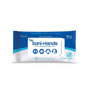Sani-Hands Hand Sanitizing Wipes, Alcohol, Scented, 5.5" x 8.4" Soft Pack