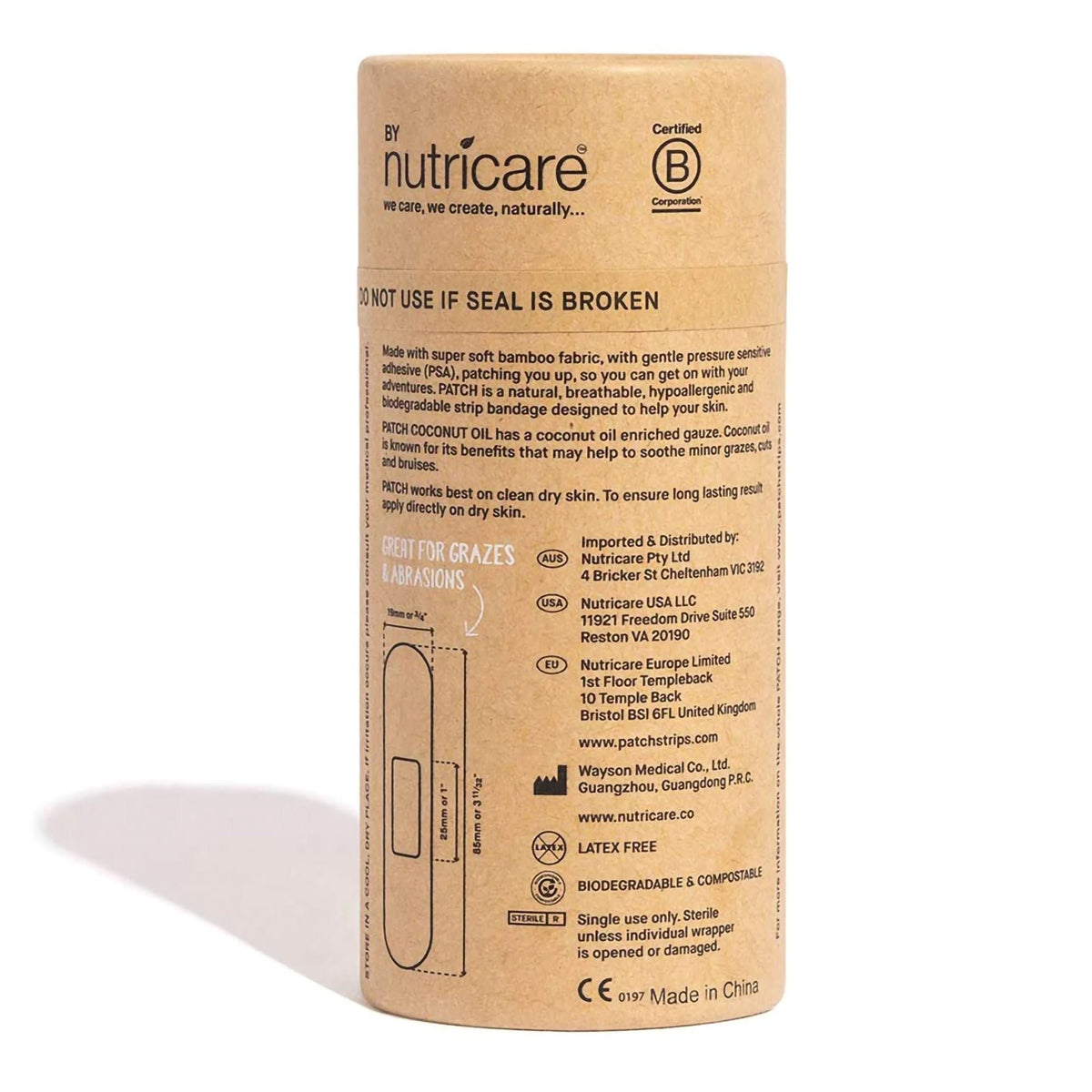 Patch Kids, Panda Design Adhesive Strip with Coconut Oil, Bamboo, Sterile, 0.75 x 3" - PATCOCT-Single - LL Medico
