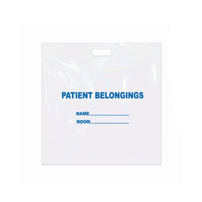DawnMist Patient Belongings Bag, Plastic, 18.5 x 20", White - PB01 - LL Medico