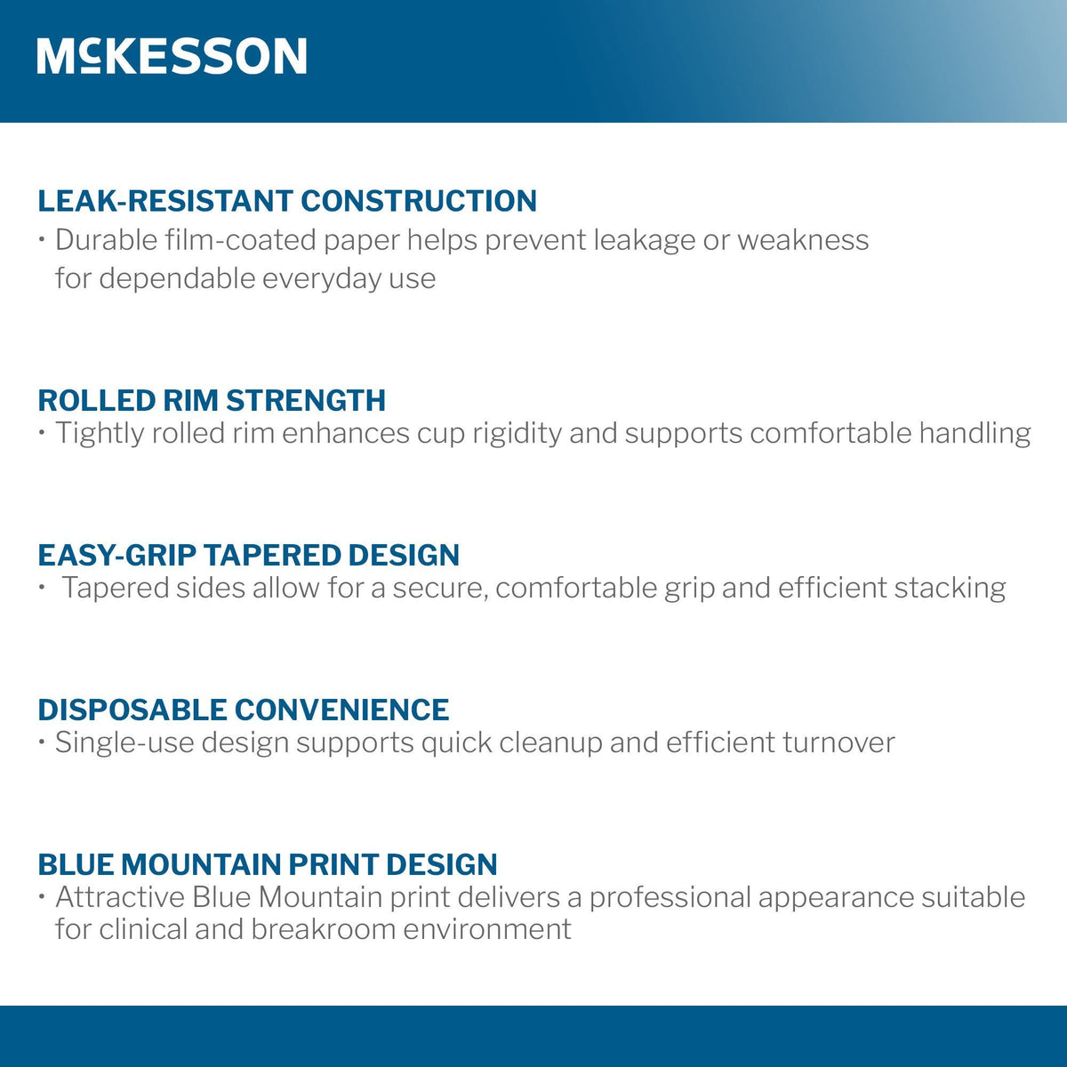 McKesson Paper Cup, Disposable Drinking Cup for Cold Beverages, Coated Paper, Blue Mountain Print, 12 oz - PDC-CP12 - LL Medico