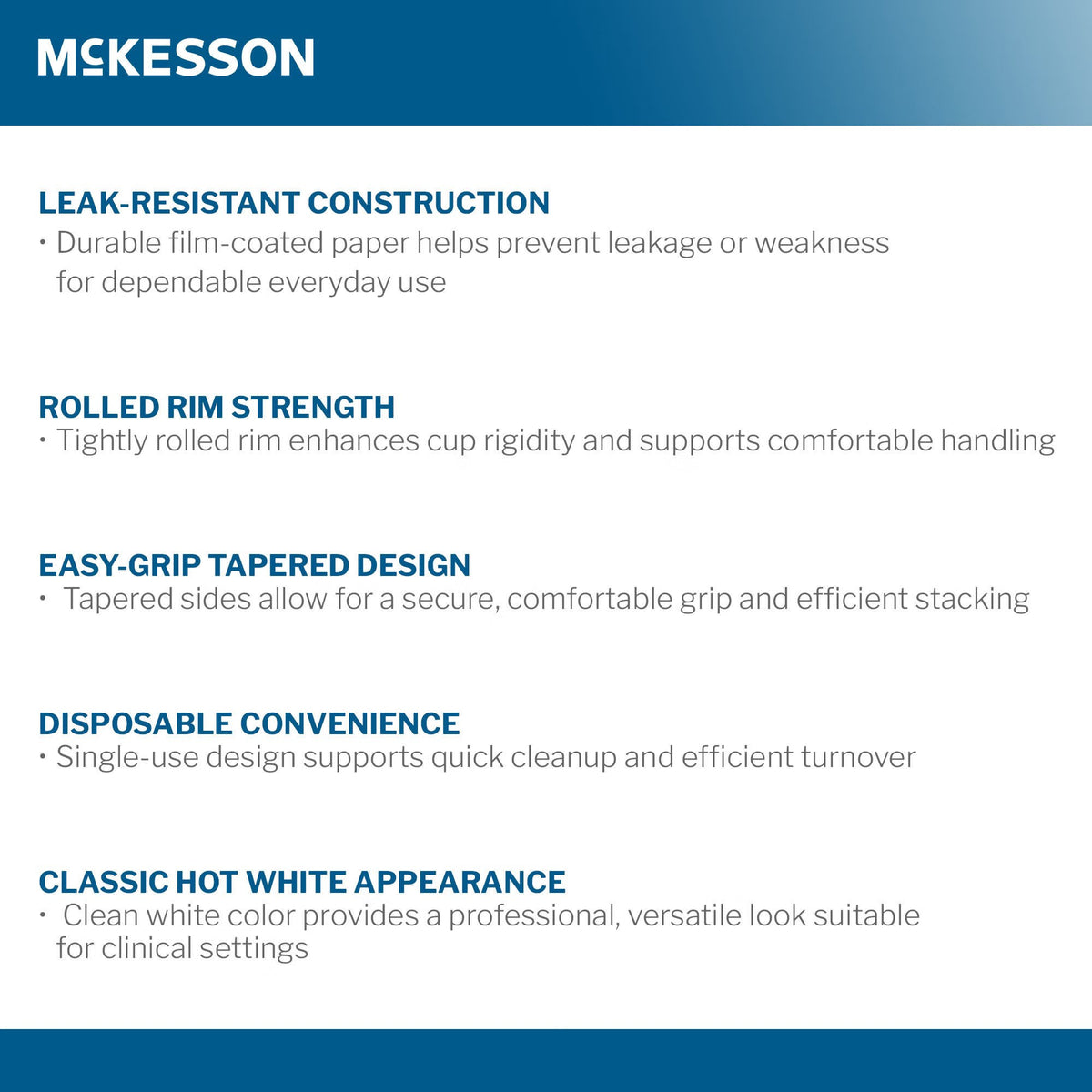 McKesson Drinking Cup, for Hot Beverages, White, Coated Paper, 8 oz - PDC-HW8 - LL Medico