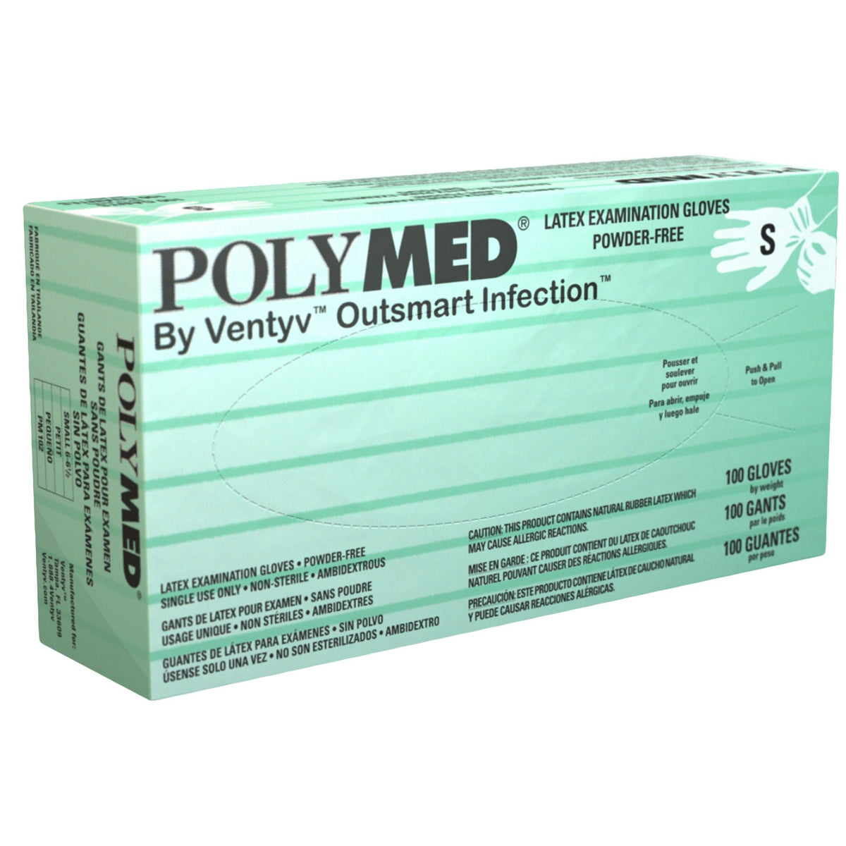 Ventyv Polymed Latex Examination Gloves, Powder-Free