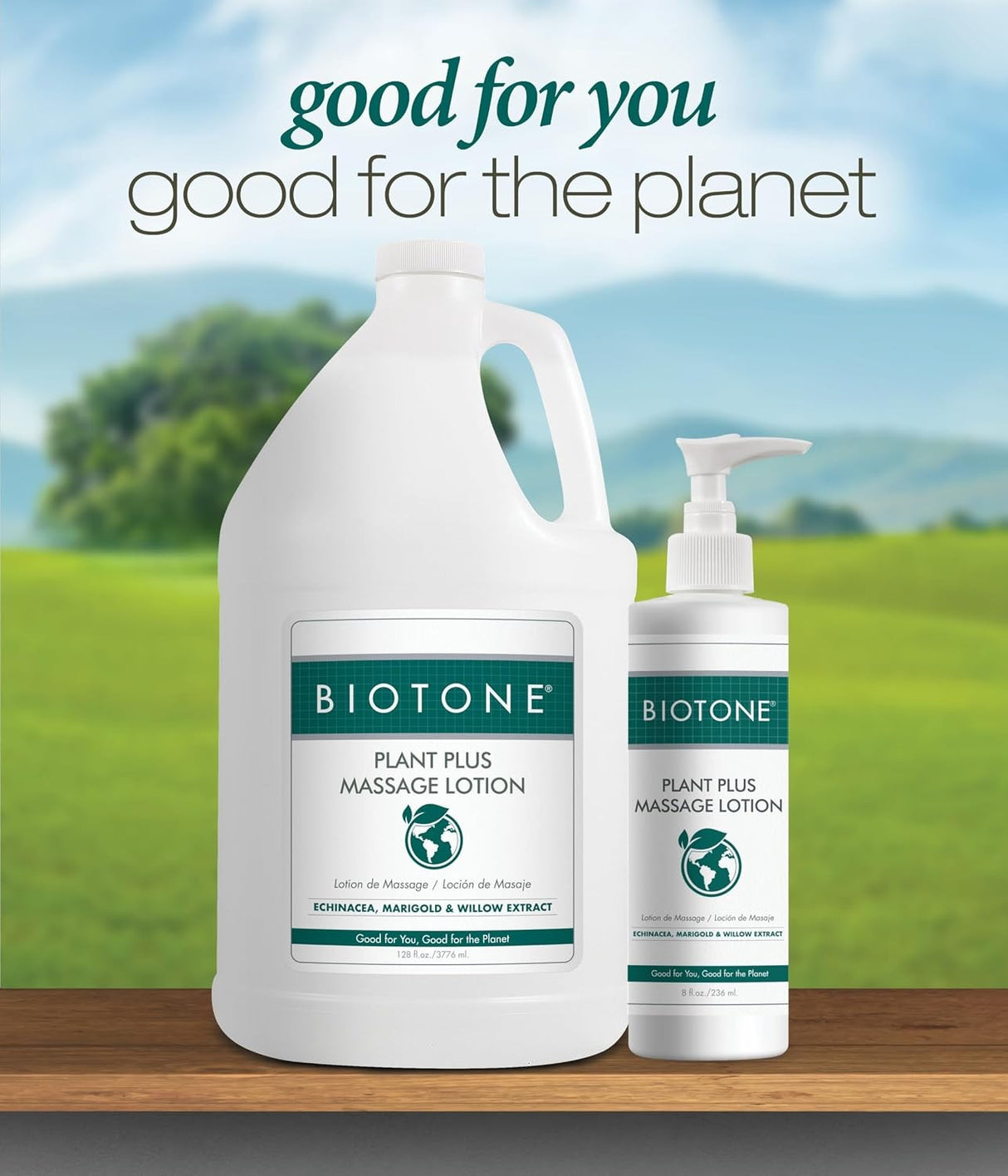 Biotone Plant Plus Massage Lotion, Unscented, 128 fl oz