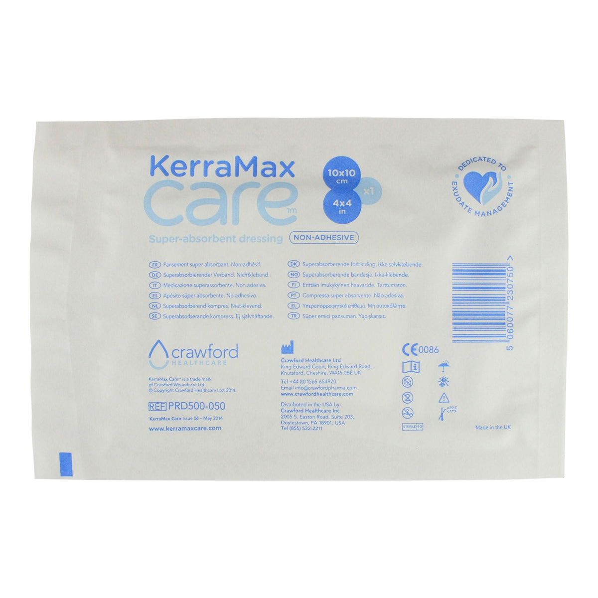 KerraMax Care Gentle Border, Super Absorbent Dressing, 4 x 4", White, Nonwoven, Sterile, With Border - PRD500-1174-Single - LL Medico