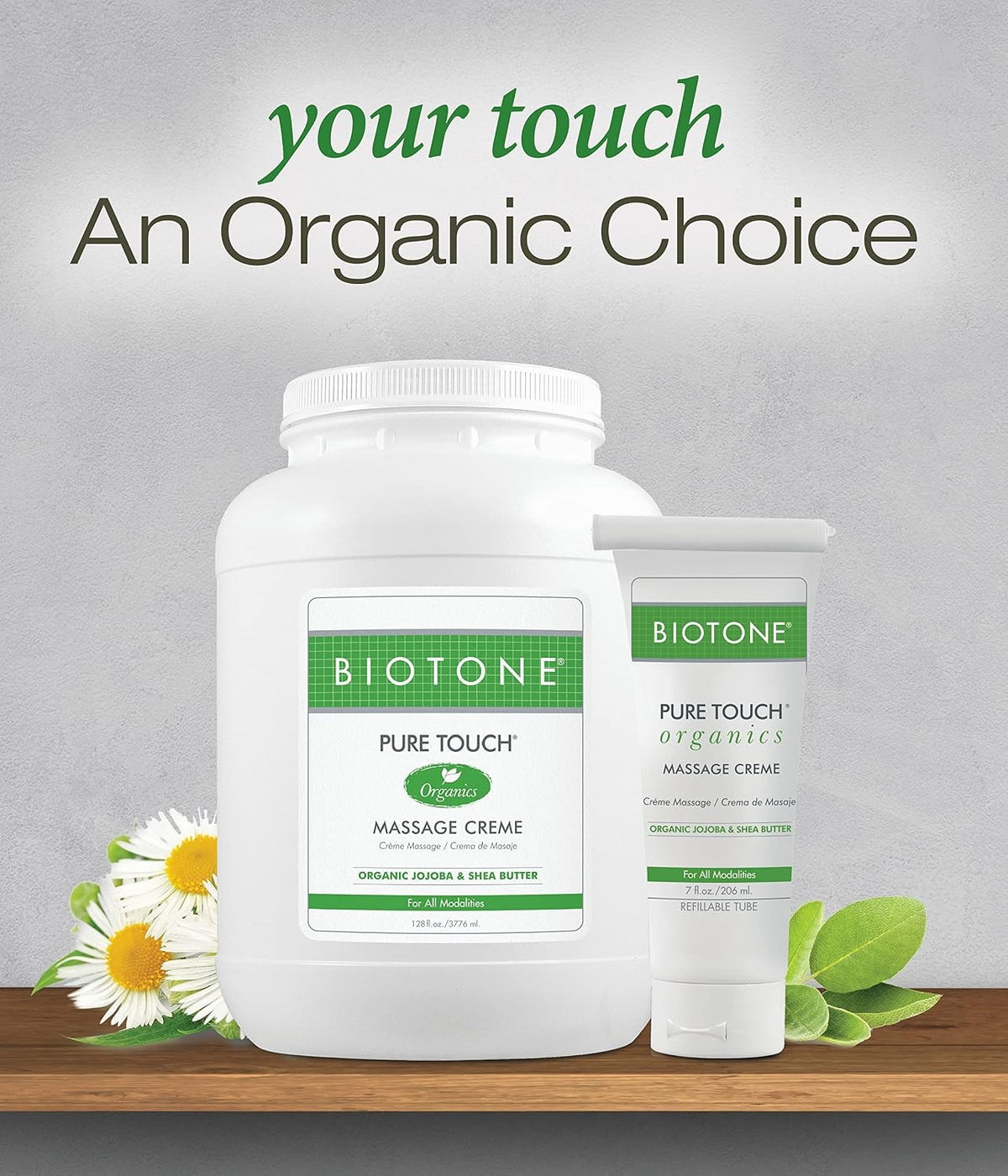 Biotone Pure Touch Organics Massage Creme, Unscented, 128 fl oz