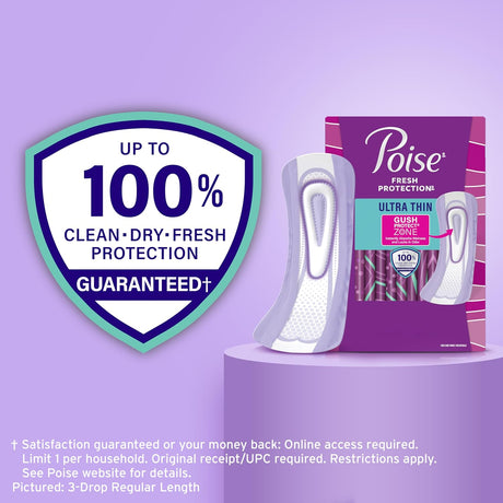 Poise Ultra Thin Pads, 5 Drops Maximum Absorbency, Long Length