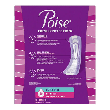Poise Ultra Thin Pads, 5 Drops Maximum Absorbency, Long Length