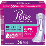 Poise Ultra Thin Pads, 5 Drops Maximum Absorbency, Long Length
