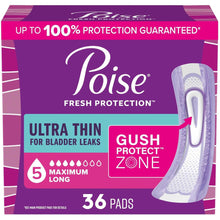 Poise Ultra Thin Pads, 5 Drops Maximum Absorbency, Long Length