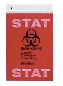 Specimen Transport Bag, STAT Biohazard, Document Pouch, Zip Closure, Red Tint, 6" x 9", NonSterile - Q603 - LL Medico