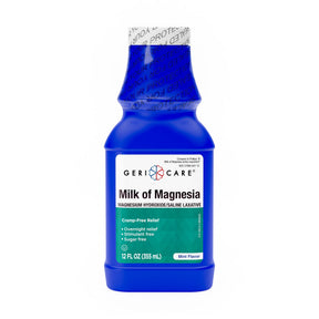Geri-Care Milk of Magnesia Laxative, Magnesium Hydroxide 1,200 mg, Mint Flavor, Liquid, 12 oz - QMOM-MNT-12-GCP - LL Medico