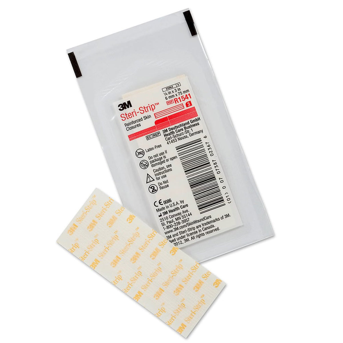 Steri-Strip Skin Closure Strips, Reinforced, 0.25" x 3", Nonwoven, White, Sterile - R1541 - LL Medico