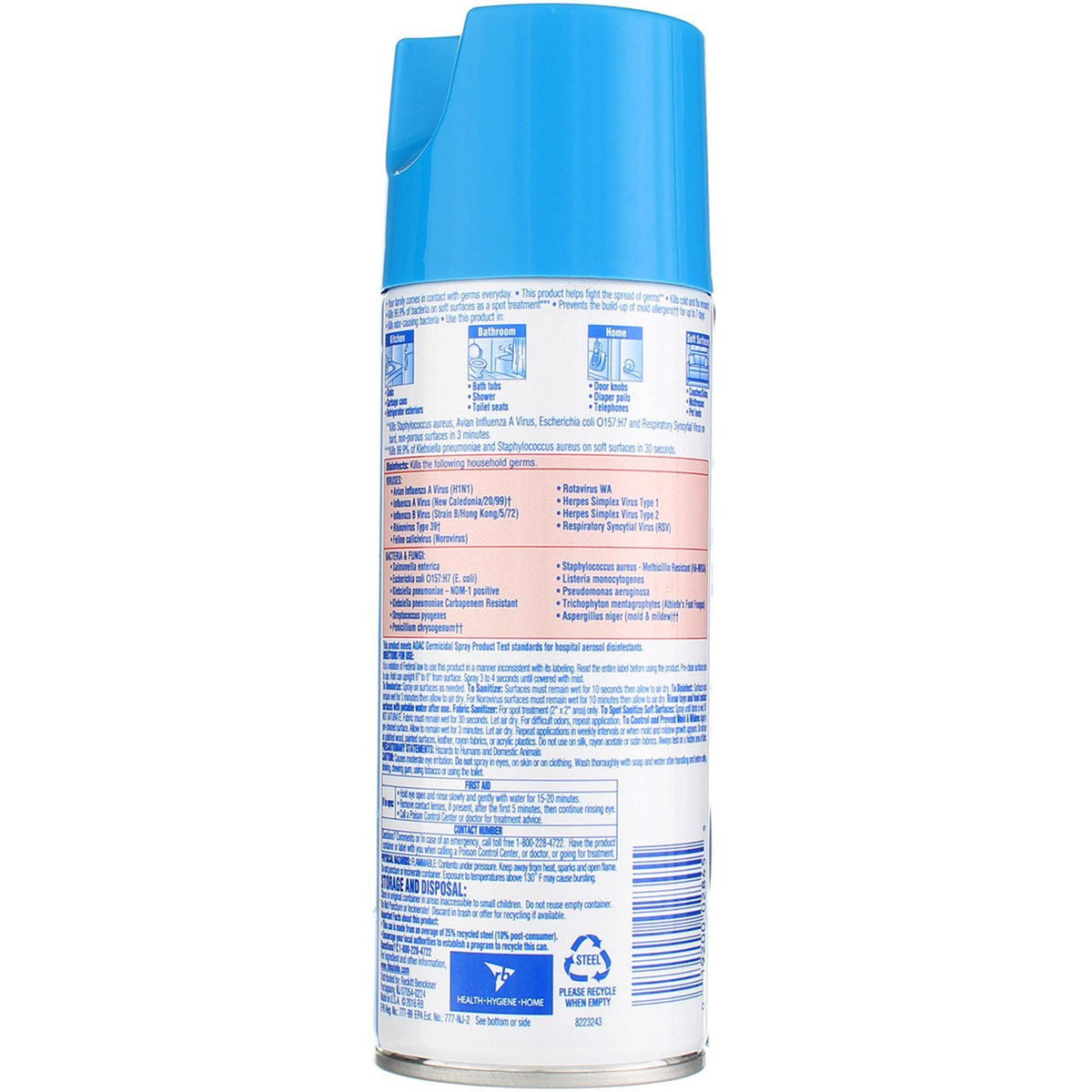 Lysol Disinfectant Spray, Spring Waterfall Scent, Alcohol Based, Aerosol, 12.5 oz - RAC02845 - LL Medico