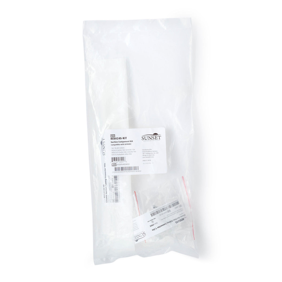 Sunset Healthcare Suction Filter Component Kit, Suction Tube Connector - RES024S-KIT-Single - LL Medico