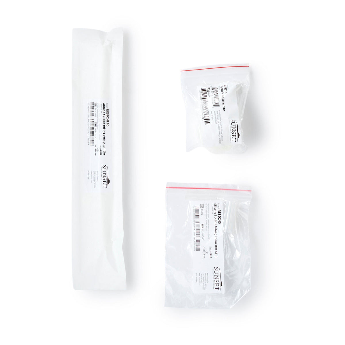 Sunset Healthcare Suction Filter Component Kit, Suction Tube Connector - RES024S-KIT-Single - LL Medico