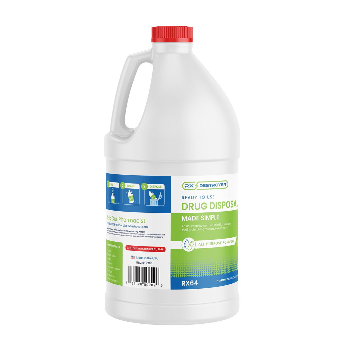 Rx Destroyer All-Purpose Drug Disposal System, 64 oz Bottle - RX64 - LL Medico