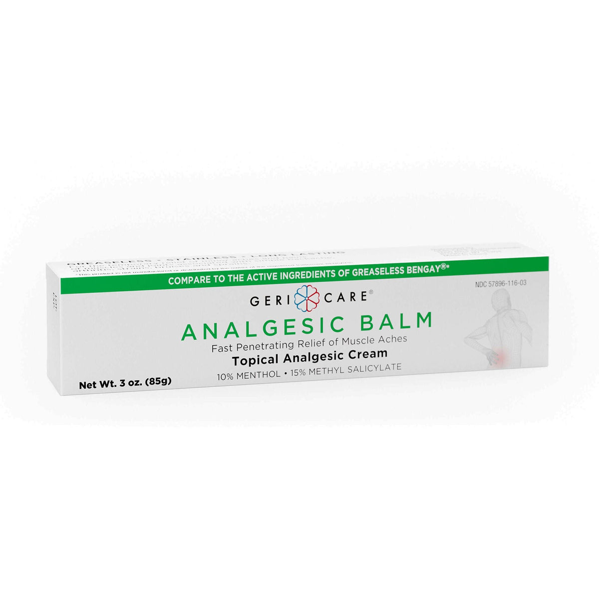 Geri-Care Topical Pain Relief Cream, Menthol 10% / Methyl Salicylate 15% - S116-01-GCP - LL Medico