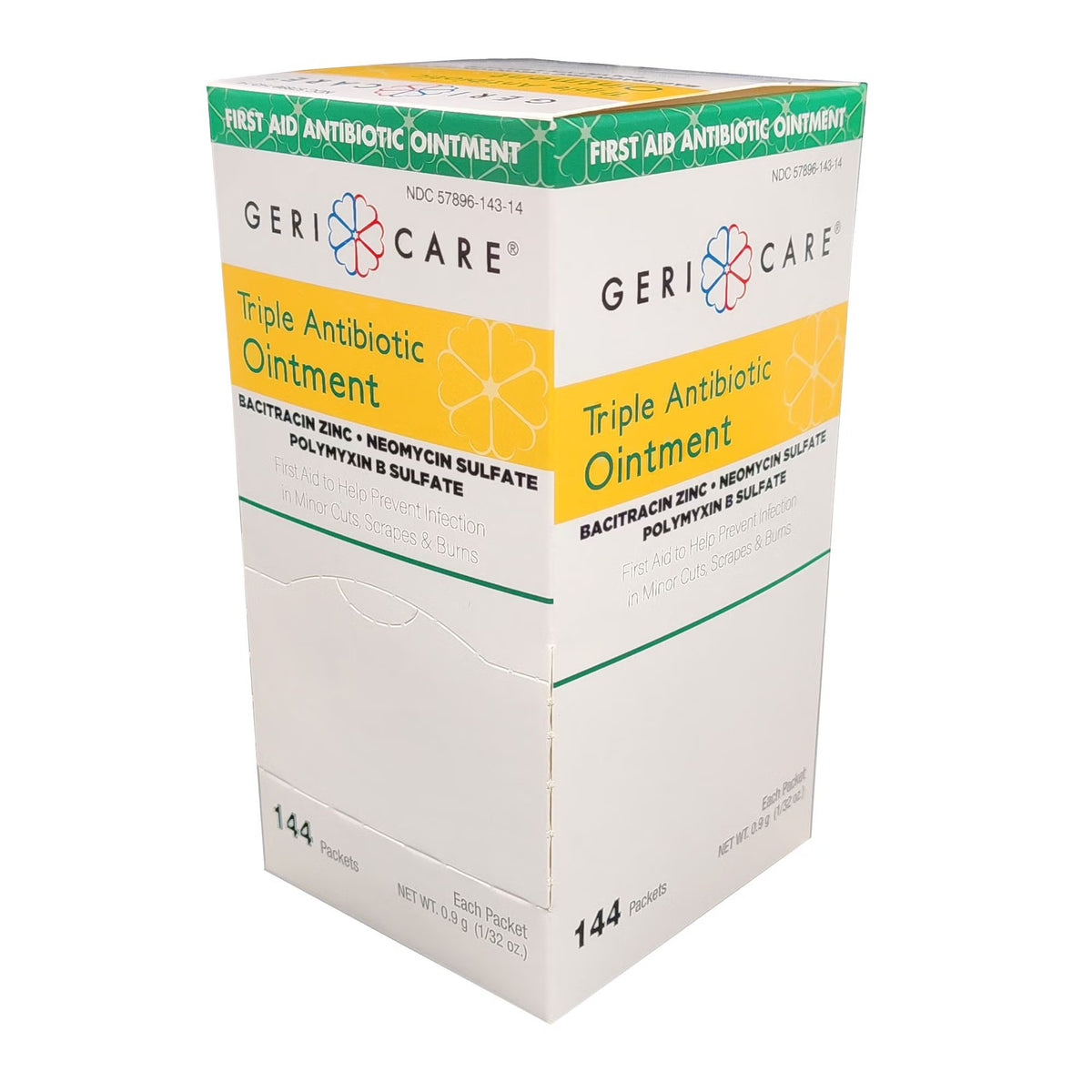 Geri-Care Triple Antibiotic Ointment, First Aid Antibiotic, 0.9 Gram Individual Packet - S143-14-GCP - LL Medico