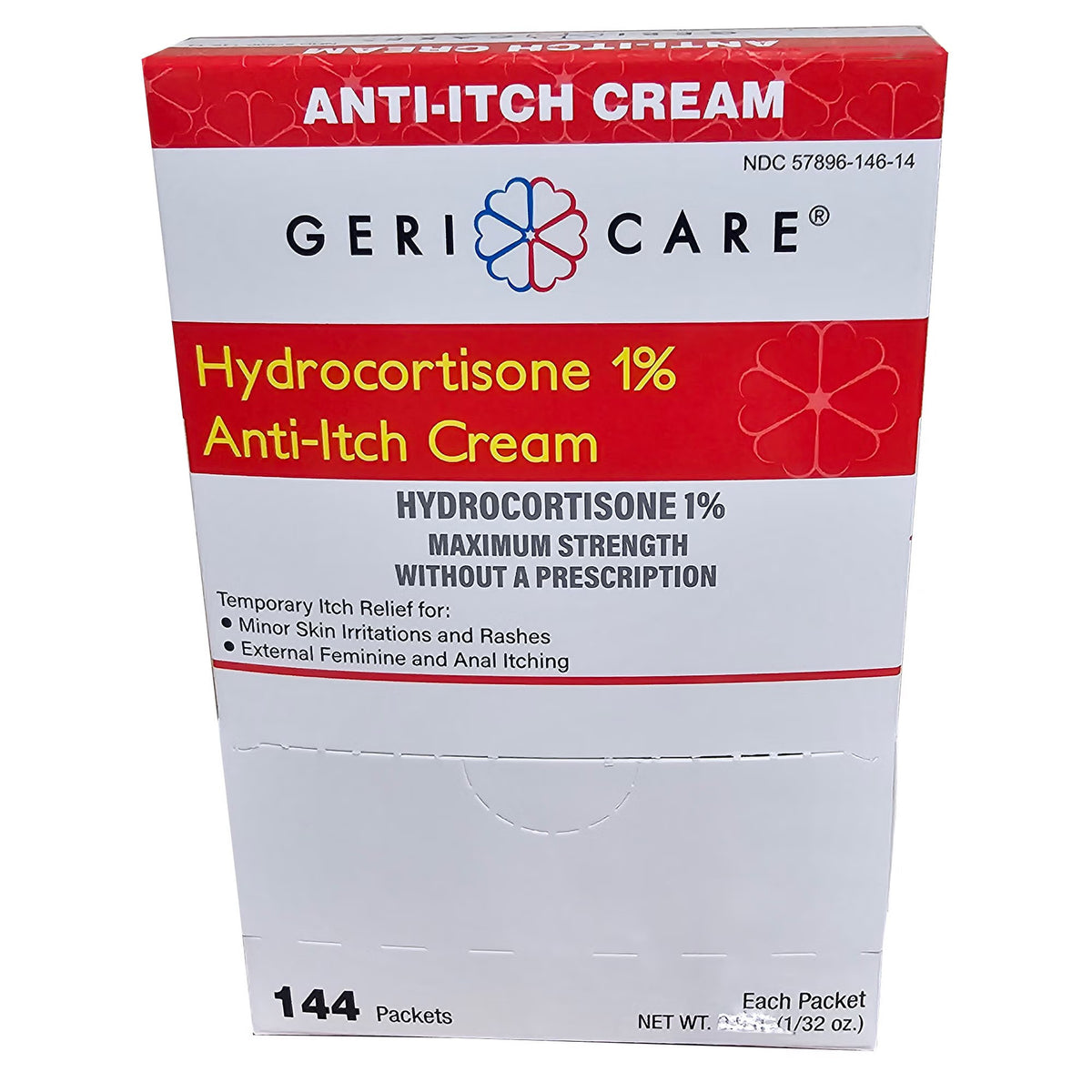 Geri-Care Hydrocortisone Anti-Itch Cream, 1%, 0.9 g Packet - S146-14-GCP - LL Medico