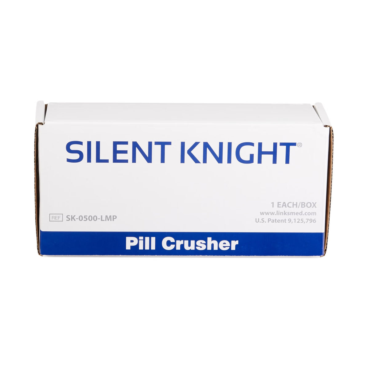 Silent Knight Pill Crusher, Hand Operated, Blue / White - SK-0500-LMP - LL Medico