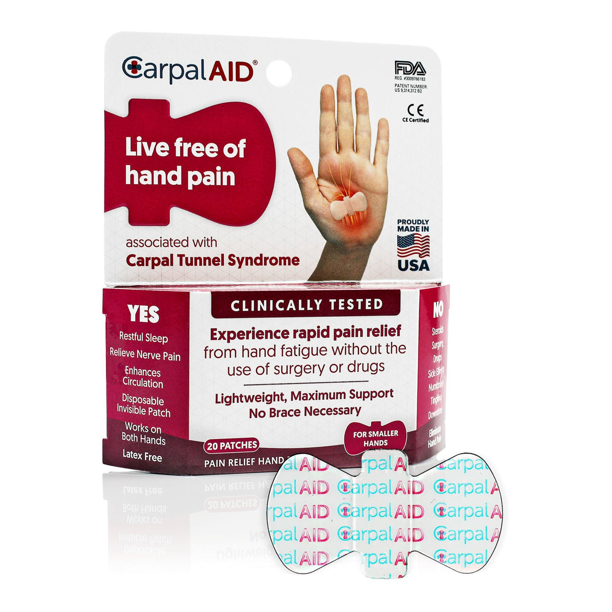 CarpalAid Patch Hand-Based Carpal Tunnel Support