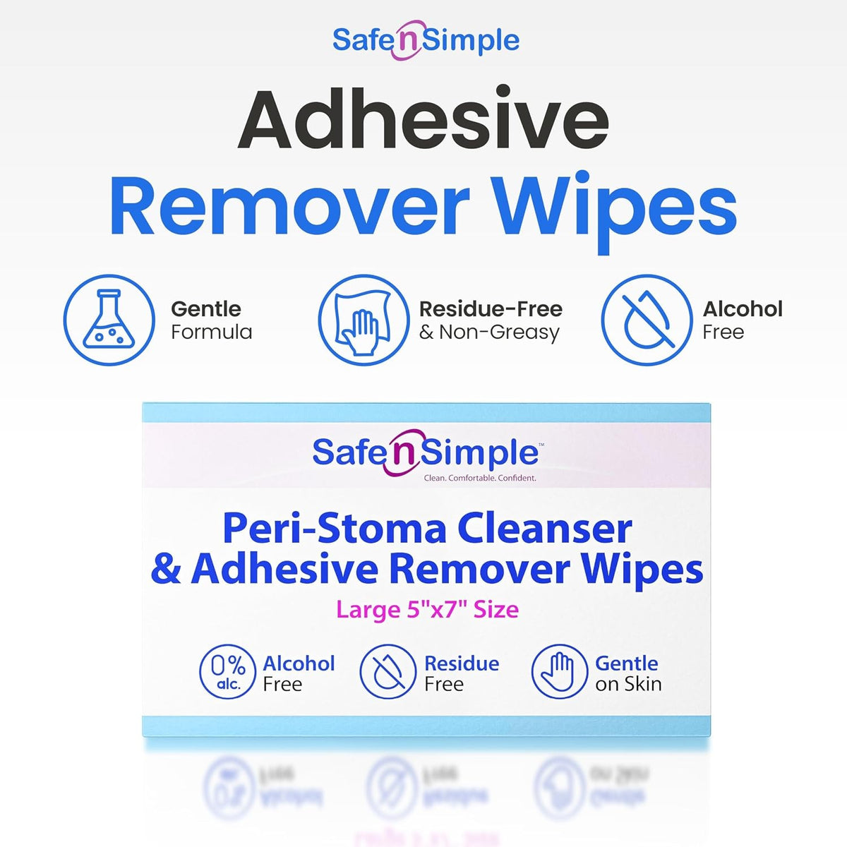 Safe N Simple Adhesive Remover, 5 x 7 Inch Wipe