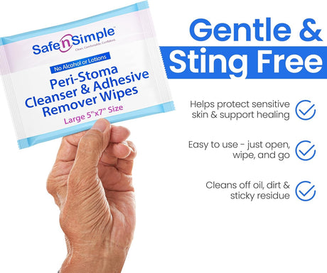 Safe N Simple Adhesive Remover, 5 x 7 Inch Wipe