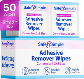 Safe N Simple Adhesive Remover, 2 x 2 Inch Wipe
