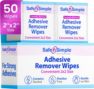 Safe N Simple Adhesive Remover, 2 x 2 Inch Wipe