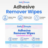 Safe N Simple Adhesive Remover, 2 x 2 Inch Wipe