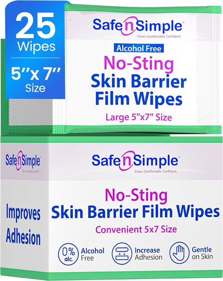 Safe N Simple No-Sting Skin Barrier Wipe, 5 x 7 Inch