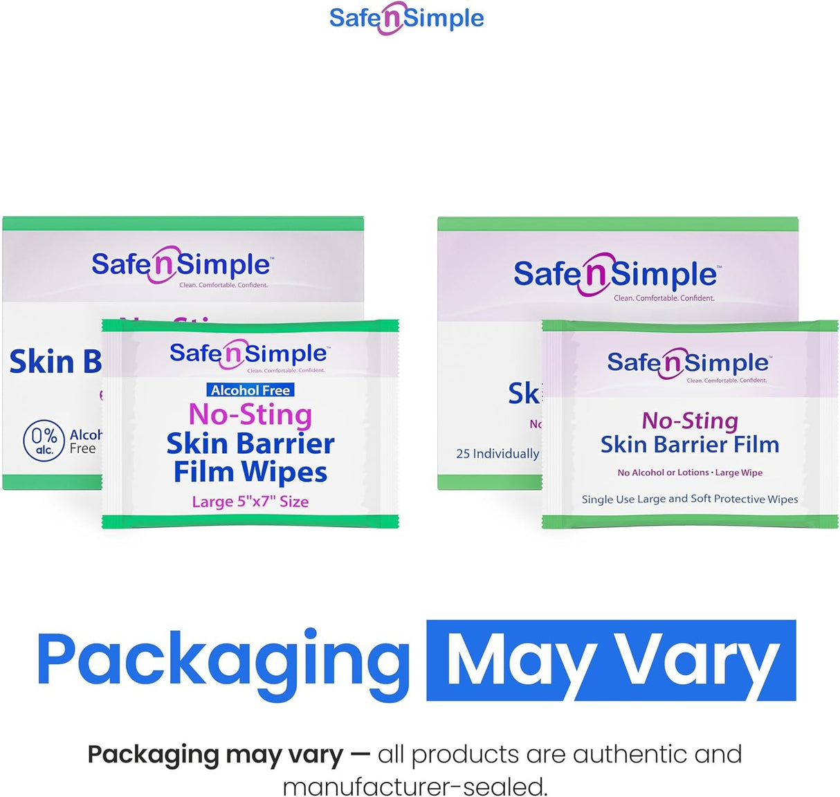 Safe N Simple No-Sting Skin Barrier Wipe, 5 x 7 Inch