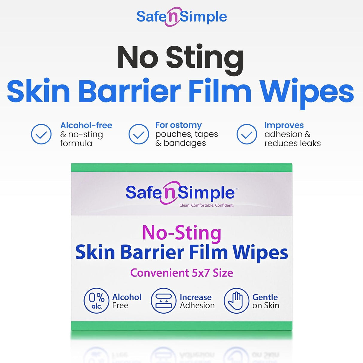 Safe N Simple No-Sting Skin Barrier Wipe, 5 x 7 Inch