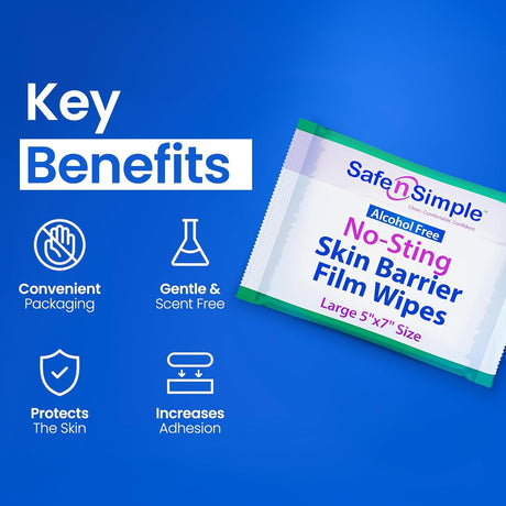 Safe N Simple No-Sting Skin Barrier Wipe, 5 x 7 Inch