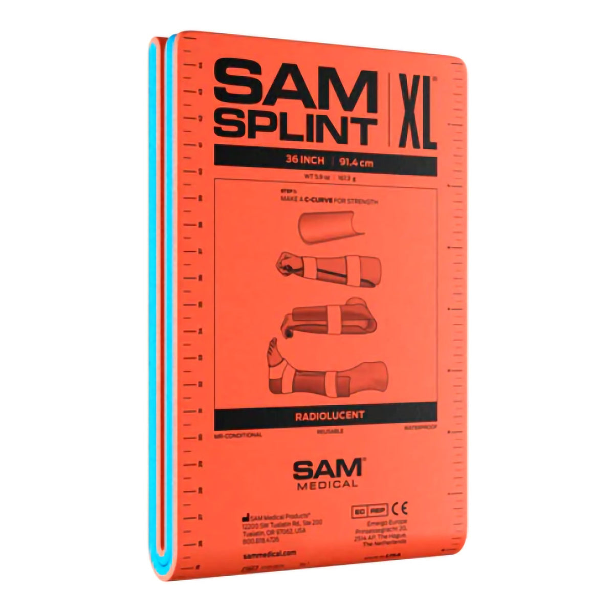 Sam Arm Splint, Without Closure, 4.5" x 36", Orange / Blue, Foam / Aluminum, One Size Fits Most - SP506-OB-EN-Single - LL Medico